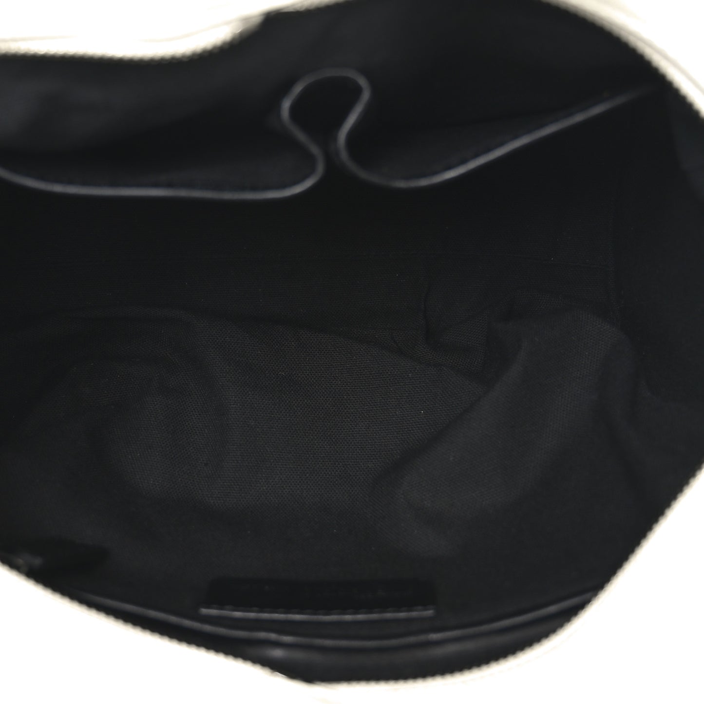 Calfskin Small Studded Padlock Zip Around Tote Black White