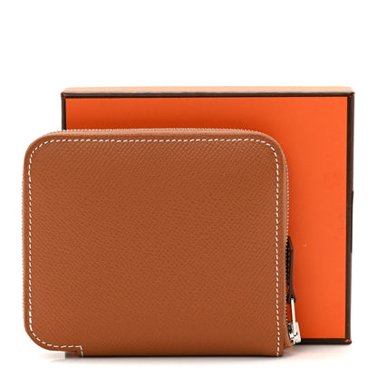 Hermes Epsom Silk'In Compact Wallet Gold Cassis Vert Fizz 8 of 8