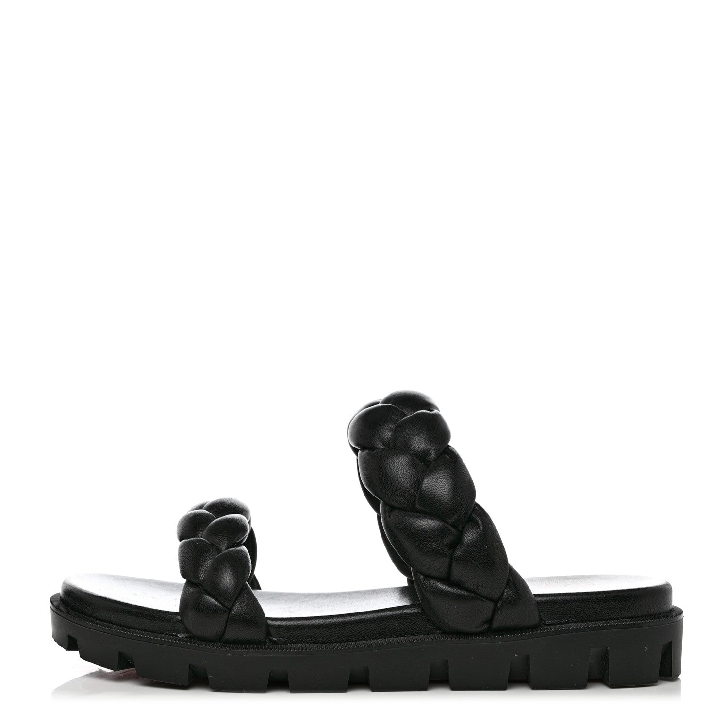 Christian Louboutin Calfskin Braided Just Brio Slide Sandals 39.5 Black 1 of 8