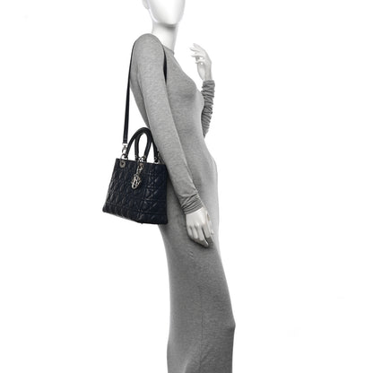 Christian Dior Lambskin Cannage Medium Lady Dior Navy Blue 2 of 13