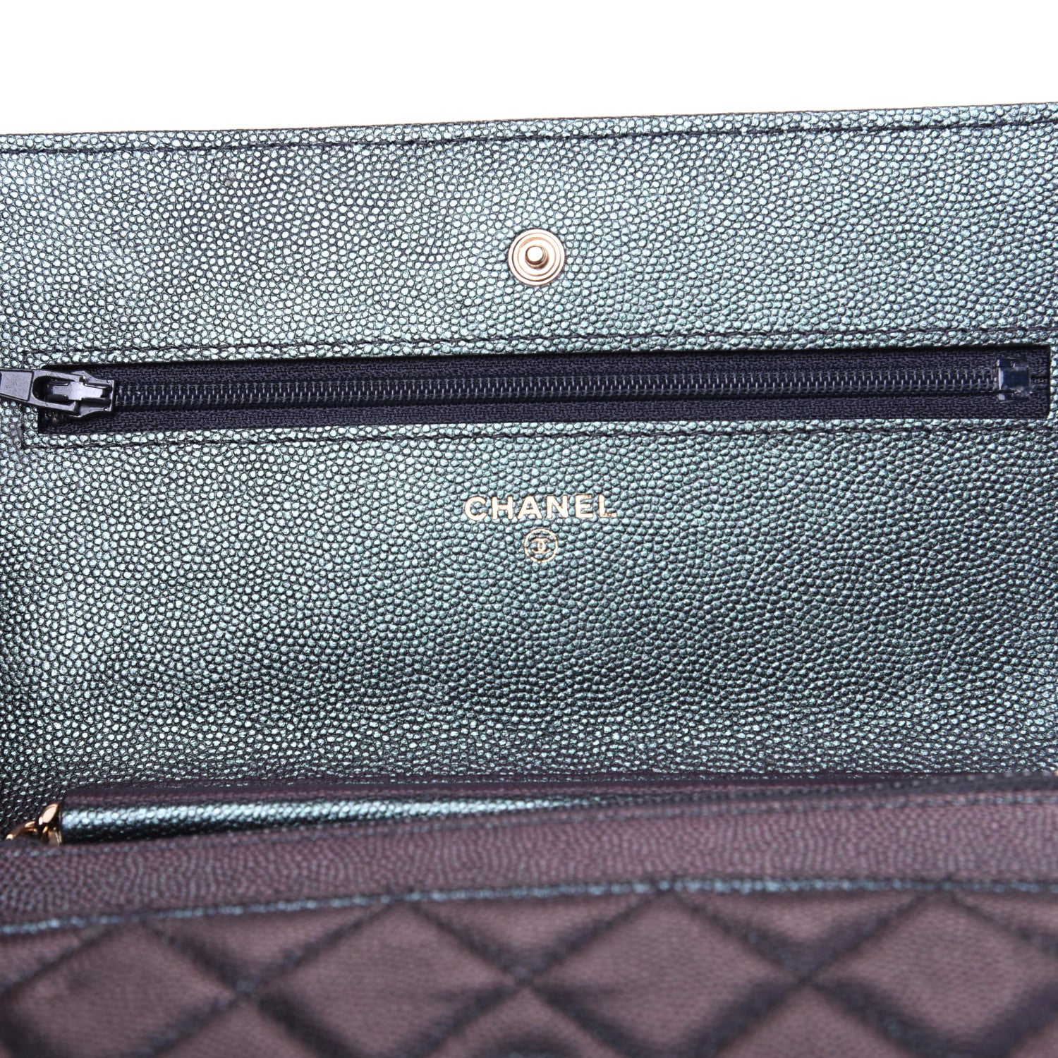 Chanel Iridescent Caviar Quilted Wallet On Chain WOC Black 18 of 29
