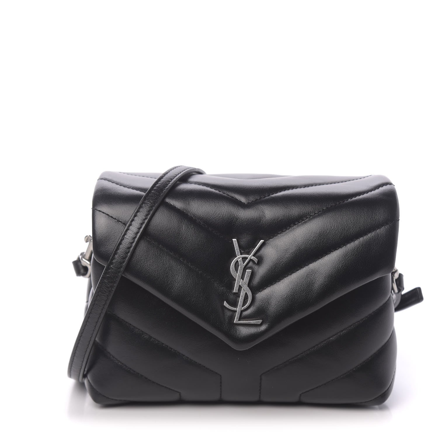 Saint Laurent Calfskin Y Quilted Monogram Toy Loulou Crossbody Bag Black 1 of 11