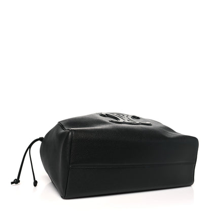 Celine Smooth Calfskin Cuir Triomphe Cabas Drawstring Black 4 of 10