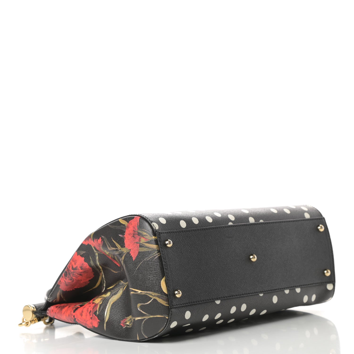 Dolce & Gabbana Dauphine Polka Dot Floral Print Medium Miss Sicily Satchel Black 4 of 13