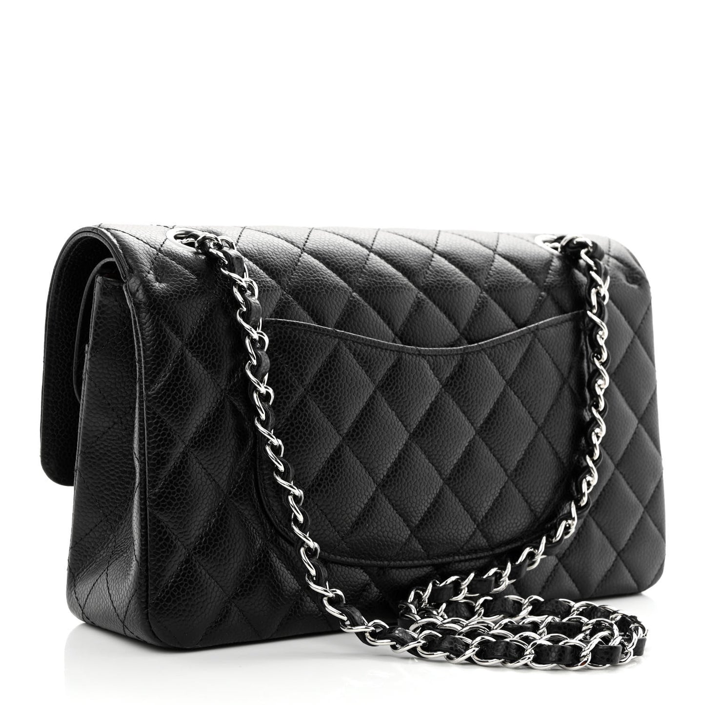 Caviar Quilted Medium Double Flap Black