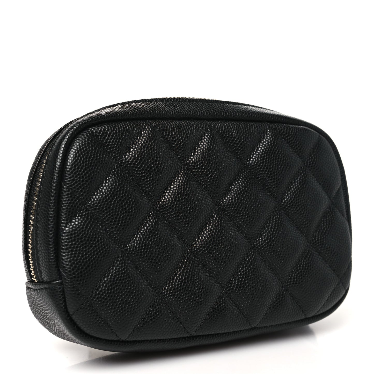 Caviar Quilted Small Curvy Pouch Cosmetic Case Black
