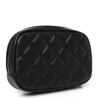 Chanel Caviar Quilted Small Curvy Pouch Cosmetic Case Black 3 of 10