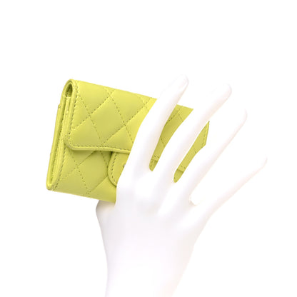 Chanel Lambskin Quilted Flap Card Holder Wallet Yellow 2 of 10
