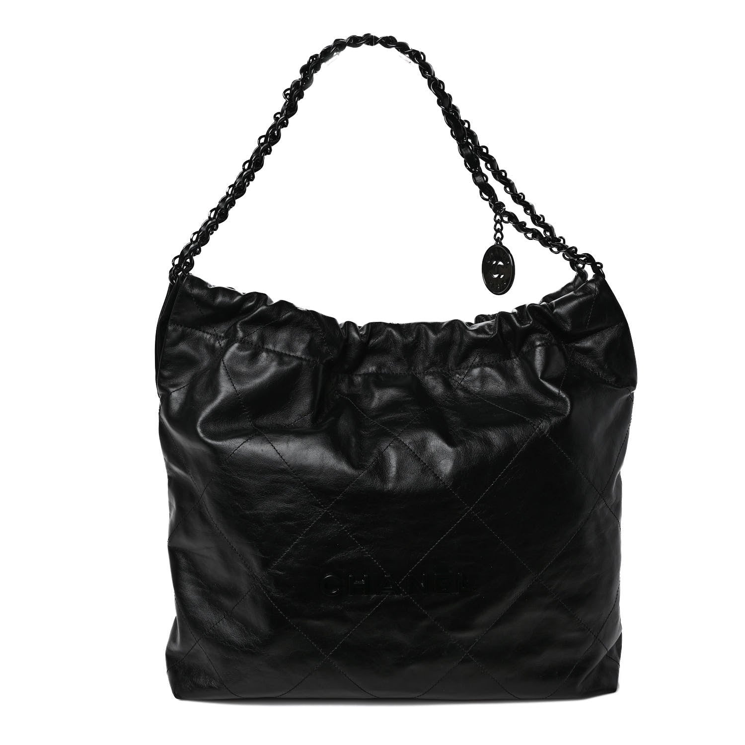 Chanel Shiny Calfskin Quilted Small Chanel 22 So Black 1 of 9