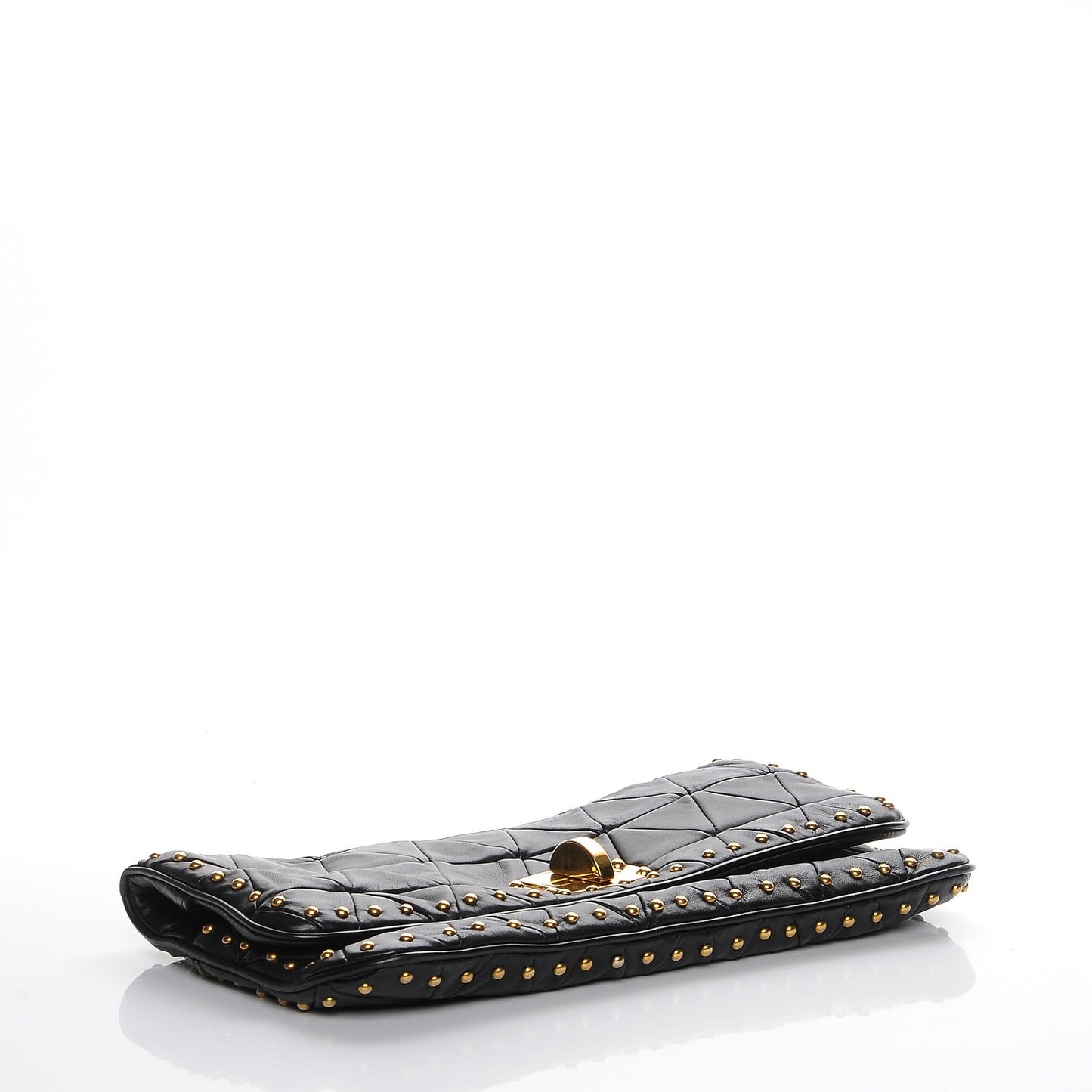 Nappa Quilted Studded Flap Clutch Black