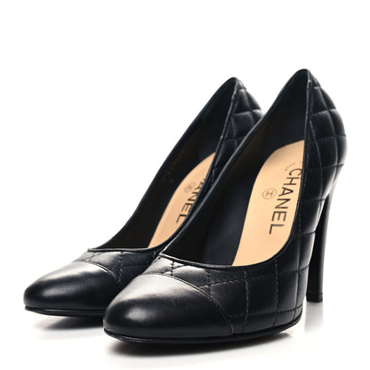 Chanel Lambskin Quilted Cap Toe Pumps 36.5 Black 3 of 8