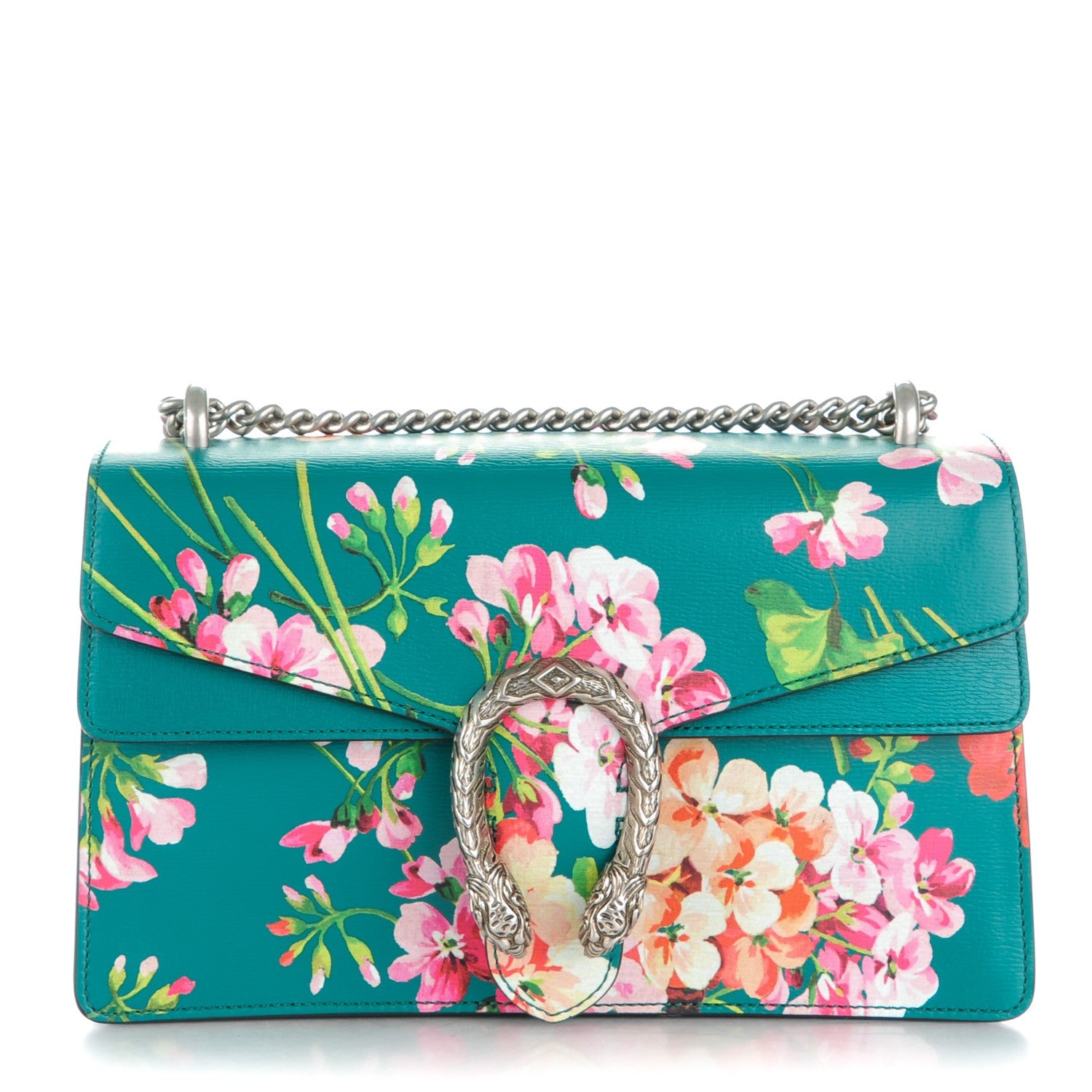 Gucci Calfskin Blooms Print Small Dionysus Shoulder Bag Bright Emerald Multicolor 1 of 7