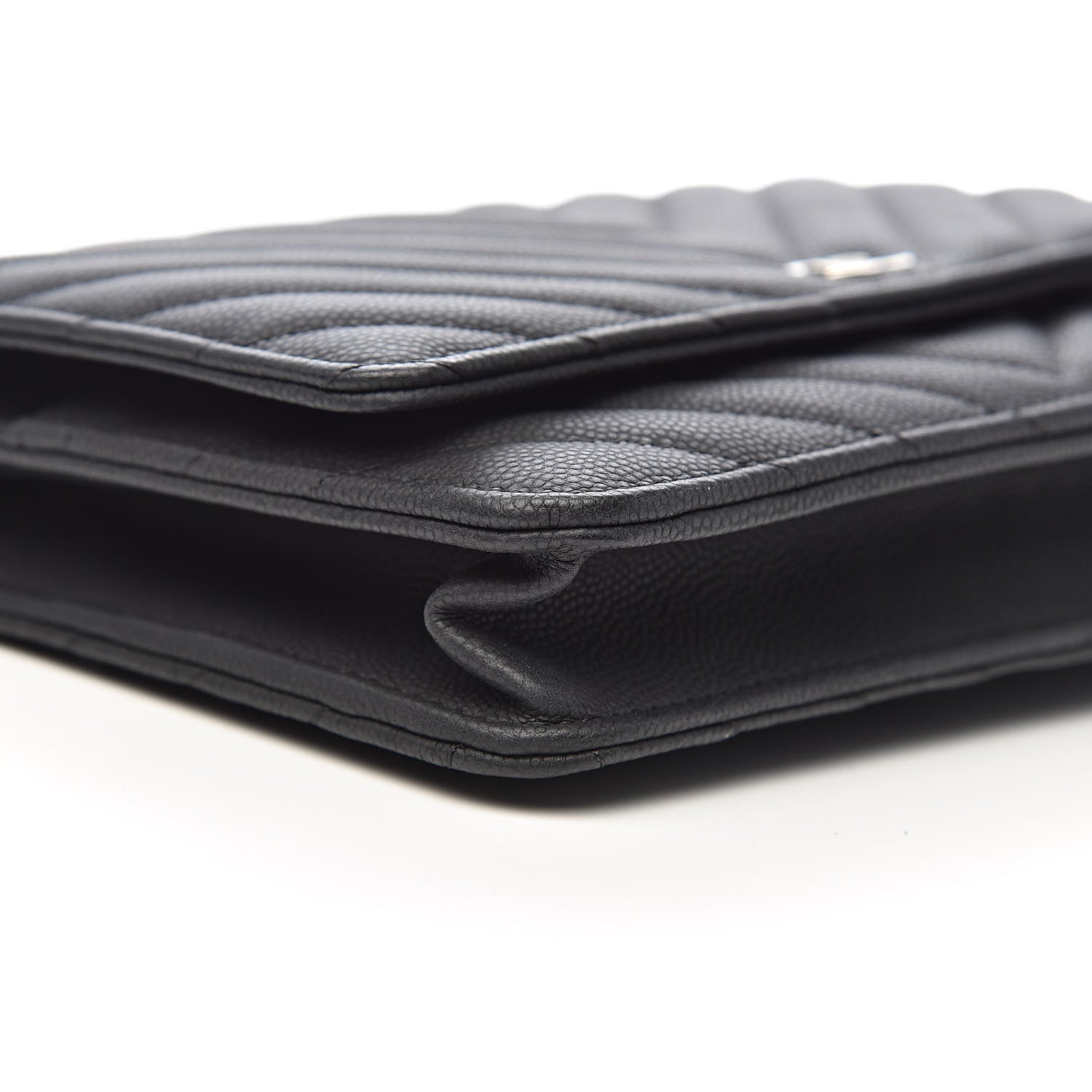 Chanel Caviar Chevron Quilted Wallet On Chain WOC Black 10 of 13