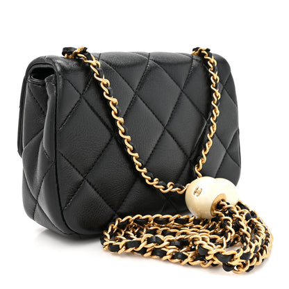 Chanel Lambskin Quilted Pearl Small Flap Black Black 3 of 10