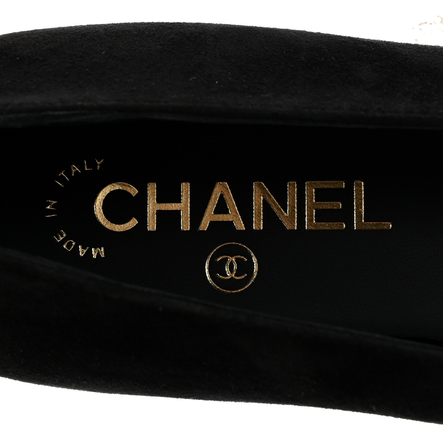 Chanel Suede Patent Cap Toe Camellia Ballerina Flats 37.5 Black White 8 of 10