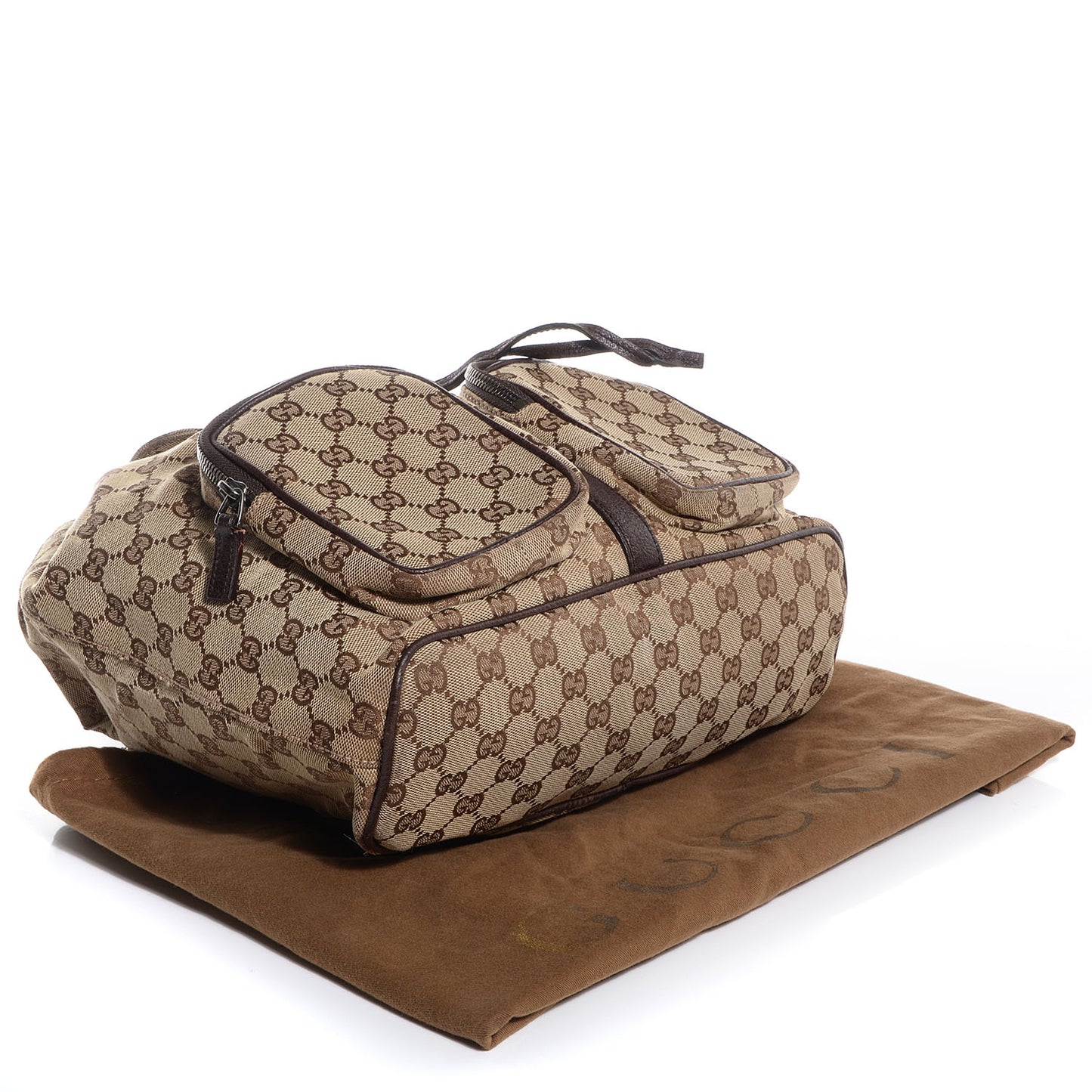GG Monogram Single Buckle Backpack Brown