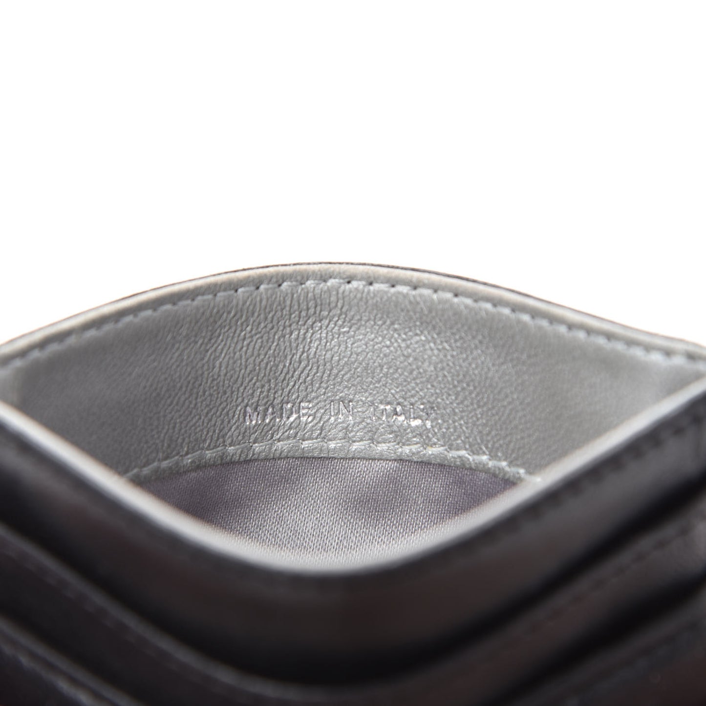 Lambskin Camellia Embossed Card Holder Black