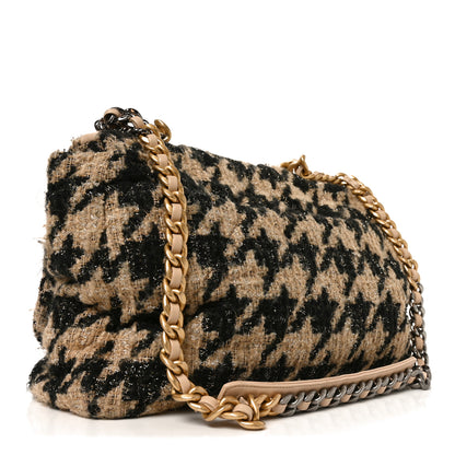 Chanel Tweed Maxi Chanel 19 Flap Beige Black 3 of 10