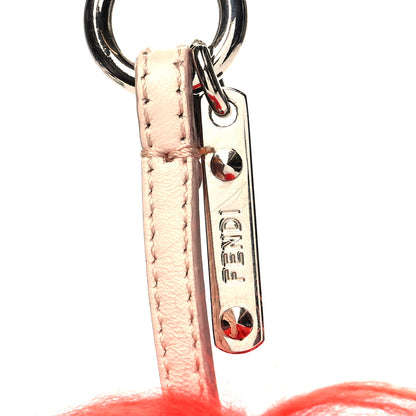 Fendi Alpaca Mink Fur Faces Micro Bag Bug Charm Red Multicolor 3 of 4