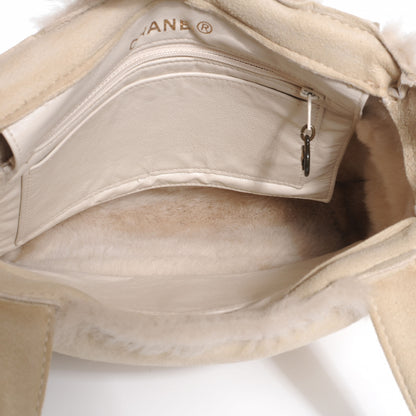 Chanel Suede Shearling Fur Handbag Ivory 5 of 8