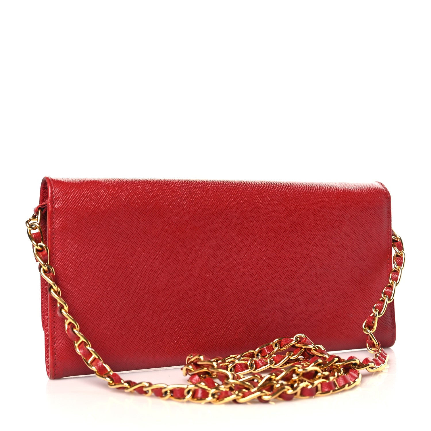 Prada Saffiano Wallet on Chain Fuoco 5 of 8