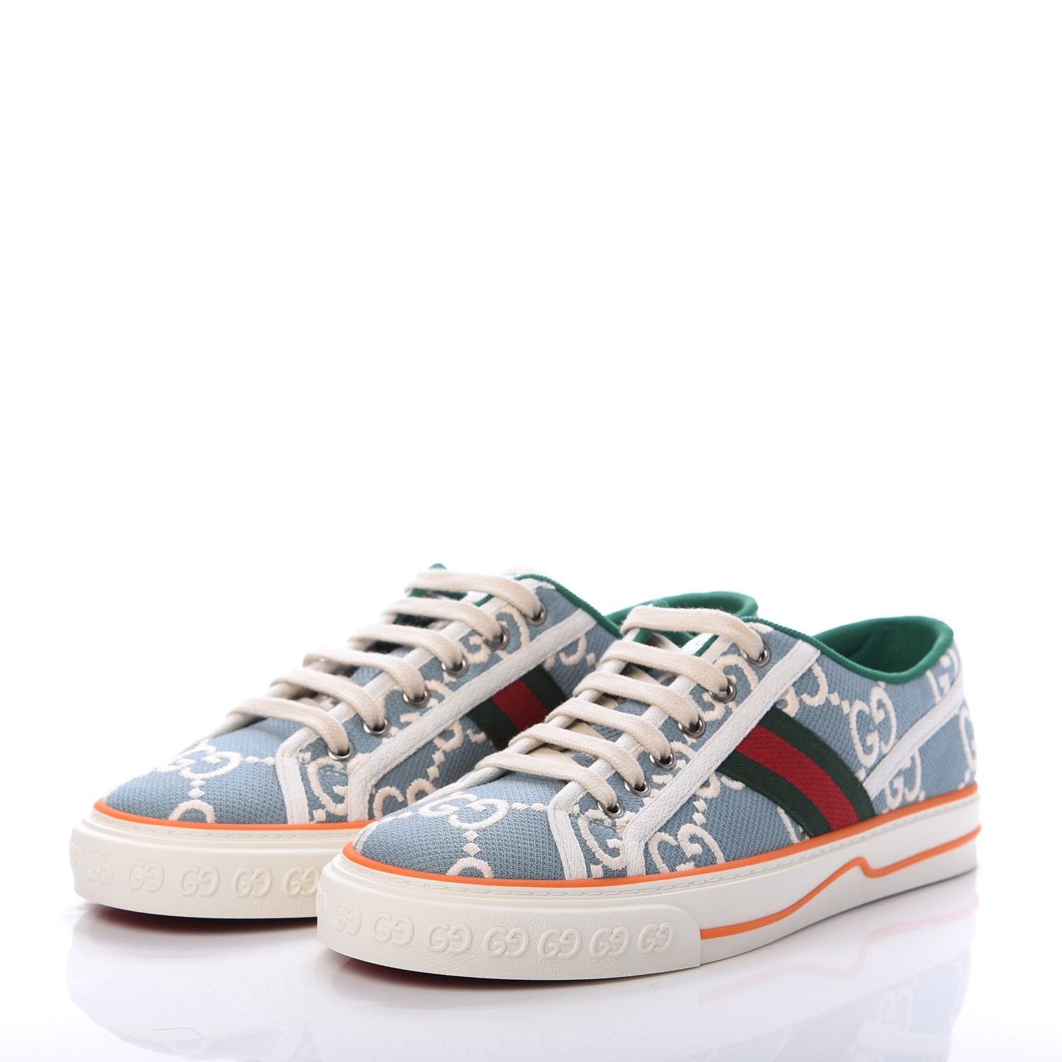 Gucci Cotton GG Monogram Web Womens 1977 Tennis Sneakers 40 Philod Ivory Mystic White 3 of 7
