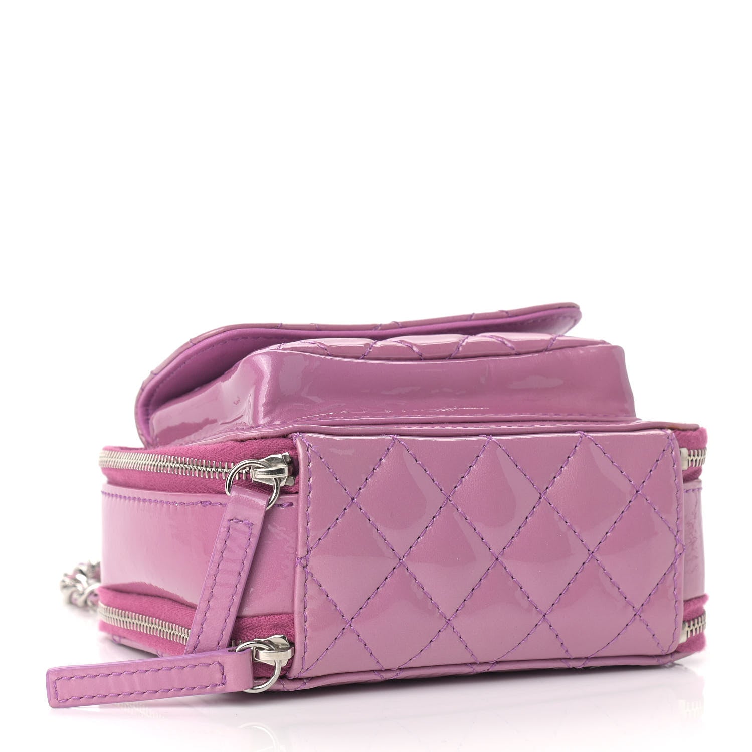 Chanel Patent Quilted Small Pocket Box Camera Case Purple 4 of 13