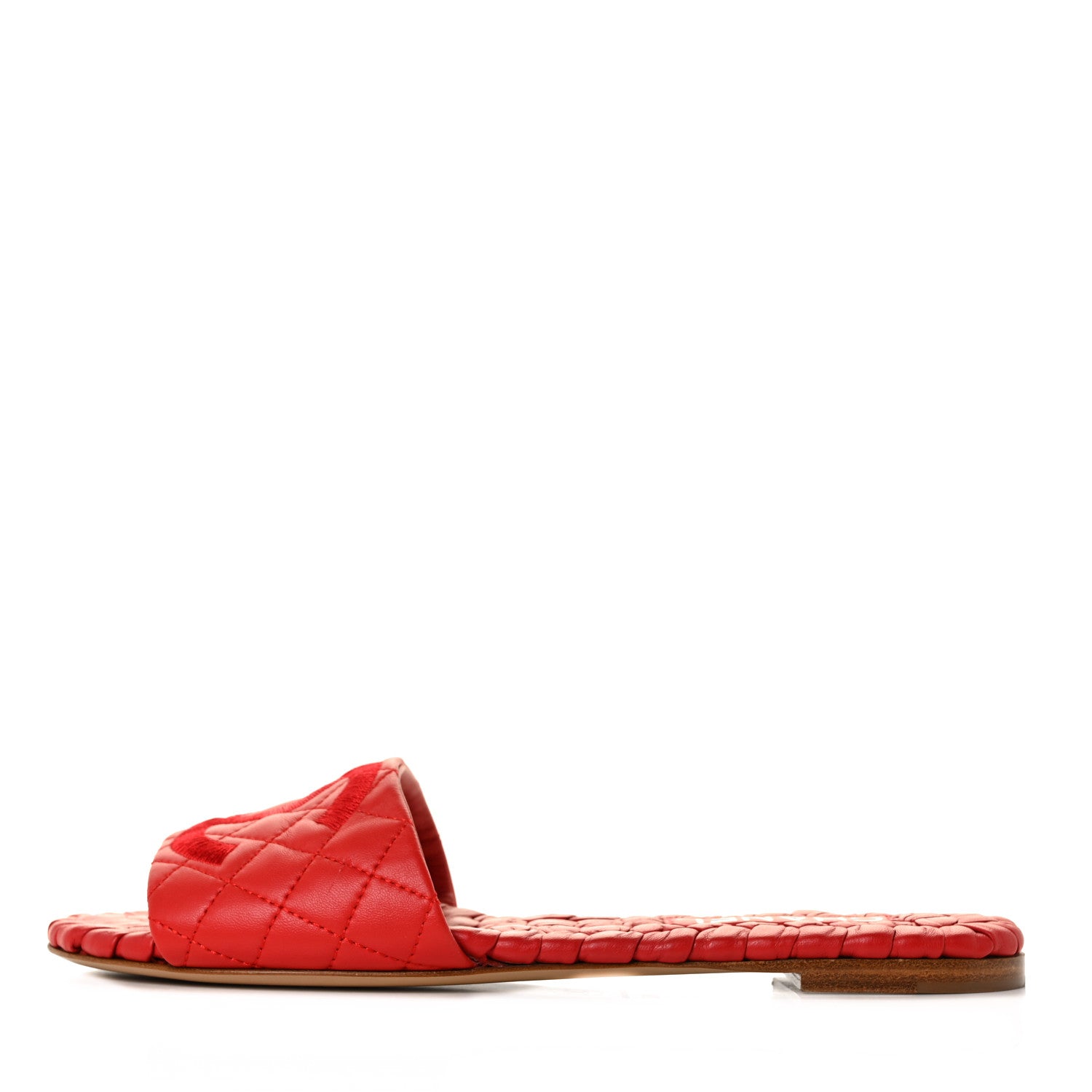 Chanel Lambskin Quilted CC Mules Sandals 41 Red 1 of 9