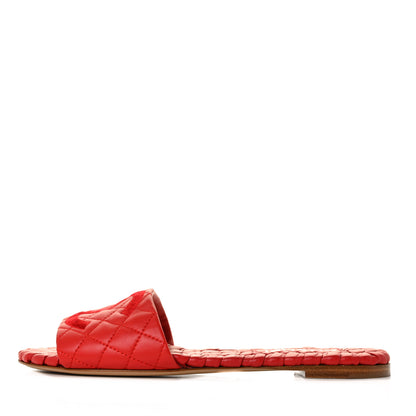 Chanel Lambskin Quilted CC Mules Sandals 41 Red 1 of 9