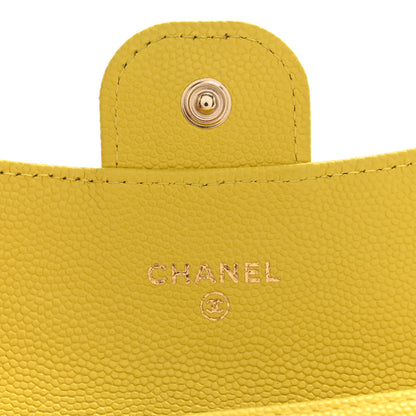 Chanel Caviar Quilted Flap Card Holder Wallet Yellow 6 of 9
