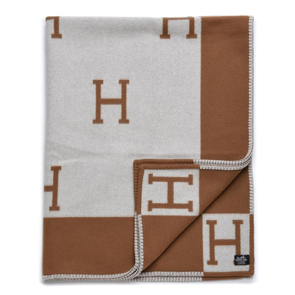 Hermes Wool Cashmere New Classic Avalon Blanket Ecru Camel 3 of 5