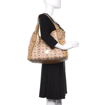 MCM Striped Visetos Shopping Tote Beige 2 of 19