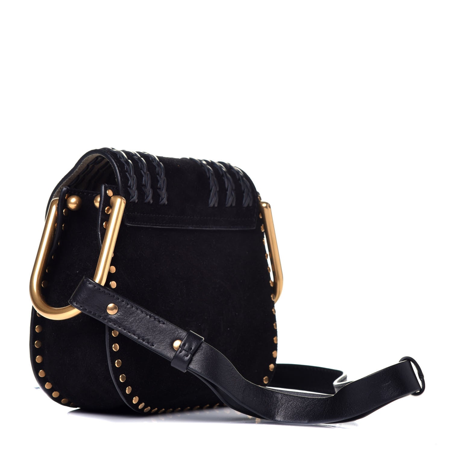 Chloe Suede Calfskin Braided Mini Hudson Shoulder Bag Black 3 of 9