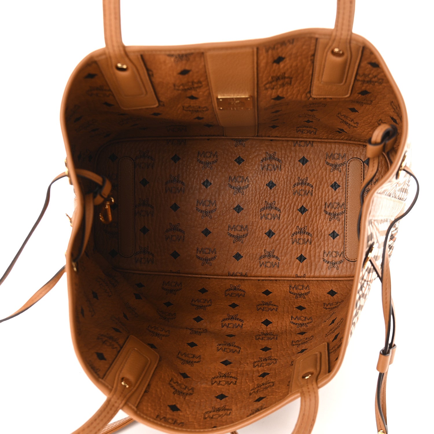 MCM Visetos Medium Liz Reversible Shopper Tote Cognac 9 of 14