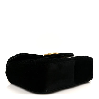 Gucci Velvet Matelasse Mini GG Marmont Shoulder Bag  Black 4 of 11