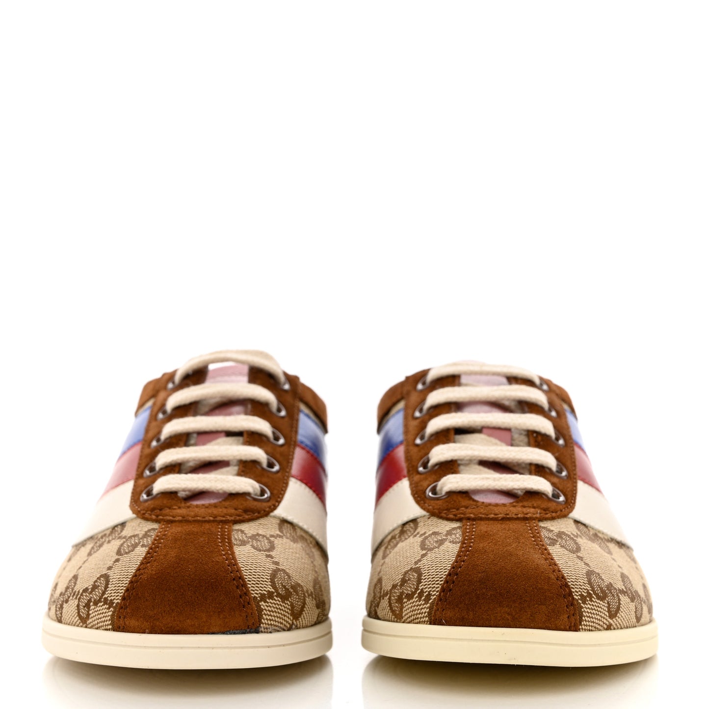 Suede Monogram Web Womens Falacer Sneakers 35.5 Nocciola Beige Mystic White Hibiscus Red