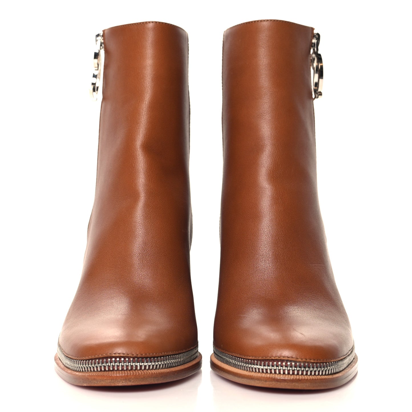 Calfskin CL Zip Booty 70 Ankle Boots 37 Cuoio