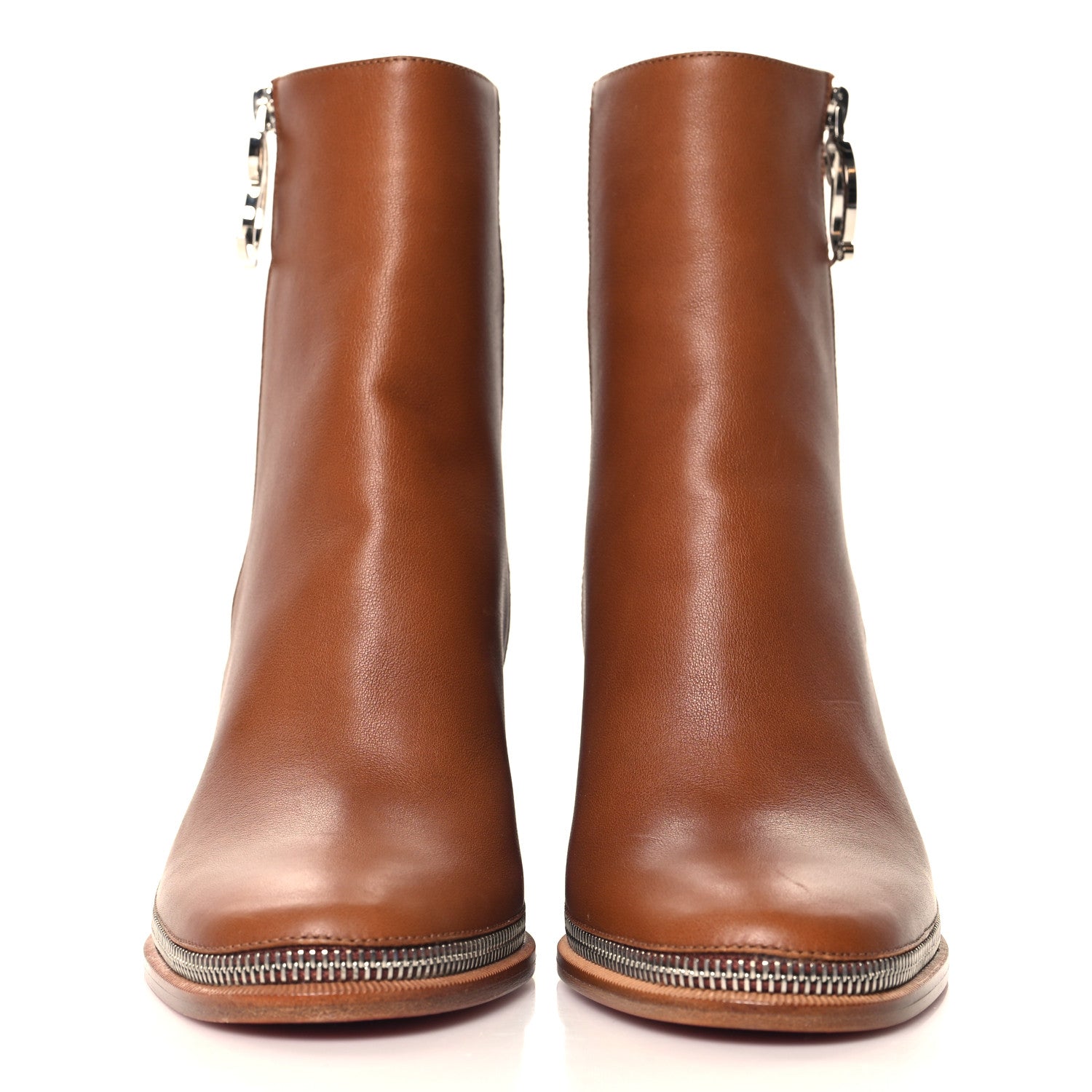 Christian Louboutin Calfskin CL Zip Booty 70 Ankle Boots 37 Cuoio 3 of 8