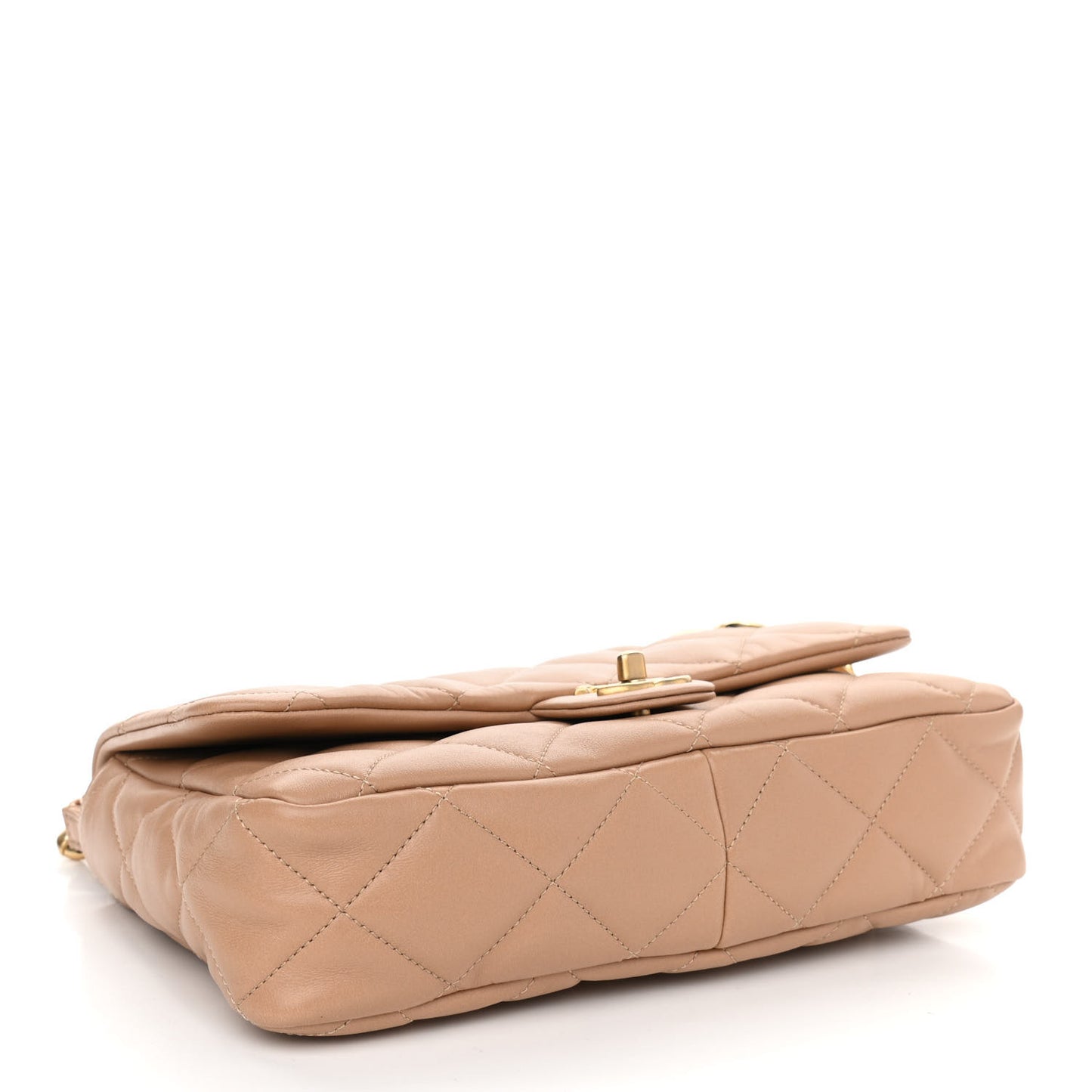 Lambskin Quilted Large CC Funky Town Flap Beige
