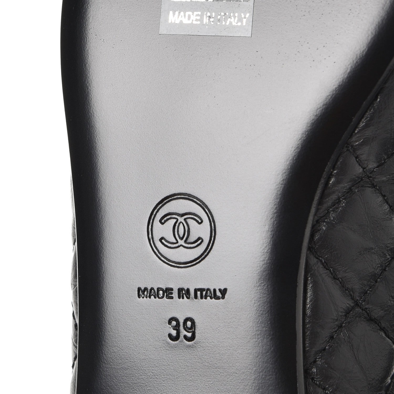 Chanel Aged Calfskin Quilted Cap Toe Ballerina Flats 39 Black 6 of 11