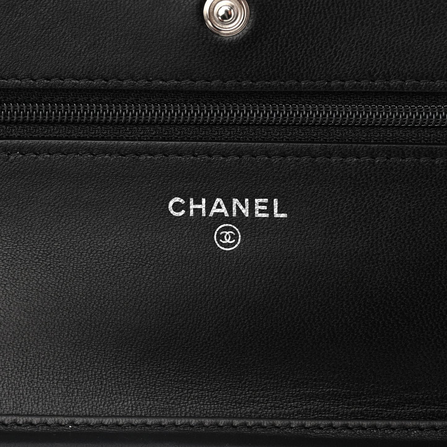 Lambskin Glitter Quilted Wallet On Chain WOC Black