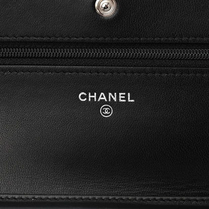 Chanel Lambskin Glitter Quilted Wallet On Chain WOC Black 6 of 11