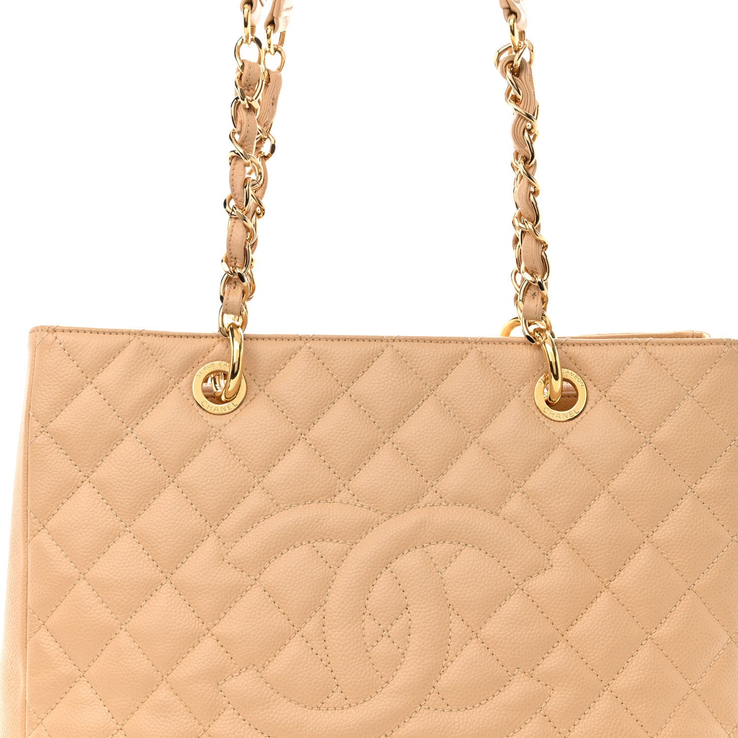Caviar Quilted Grand Shopping Tote GST Beige Clair
