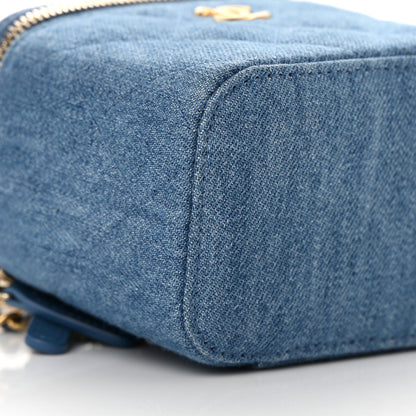 Chanel Denim Quilted Mini Pearl Crush Vanity Case With Chain 9 of 12