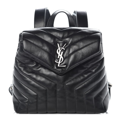 Saint Laurent Calfskin Y Quilted Monogram Small Loulou Backpack Black 1 of 12