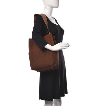 Celine Suede Calfskin Sangle Bucket Bag Chestnut 2 of 10