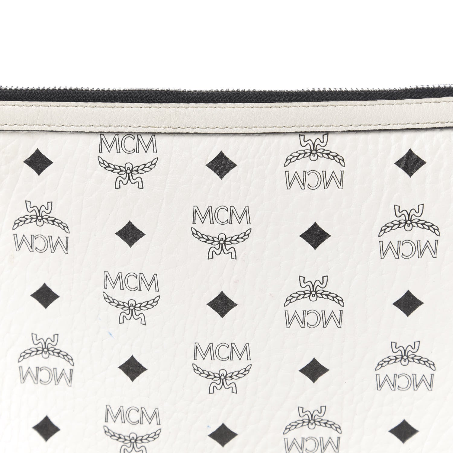 MCM Visetos Liz Shopper Tote Pouch White 13 of 13
