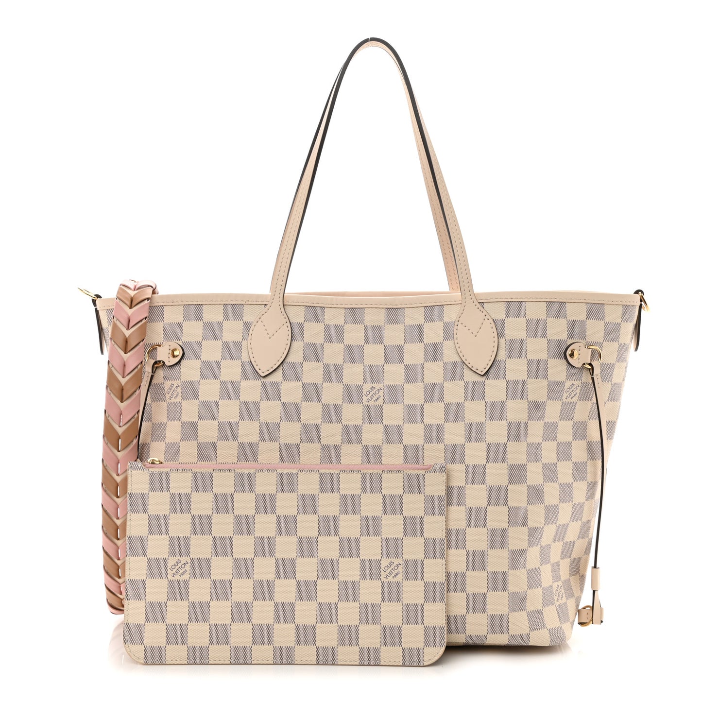 Damier Azur Braided Neverfull MM Pink
