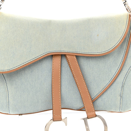 Christian Dior Denim Calfskin Double Saddle Bag Light Blue 8 of 13