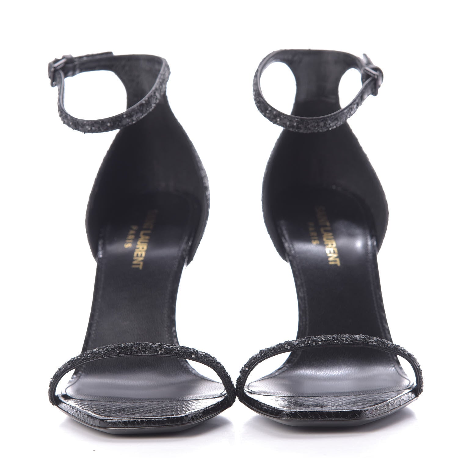 Saint Laurent Glitter Opyum Sandals 38 Black 2 of 11